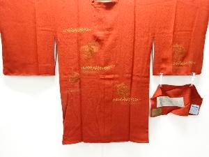 未使用品 草木染 亀甲に菊模様刺繍絵羽道行コート